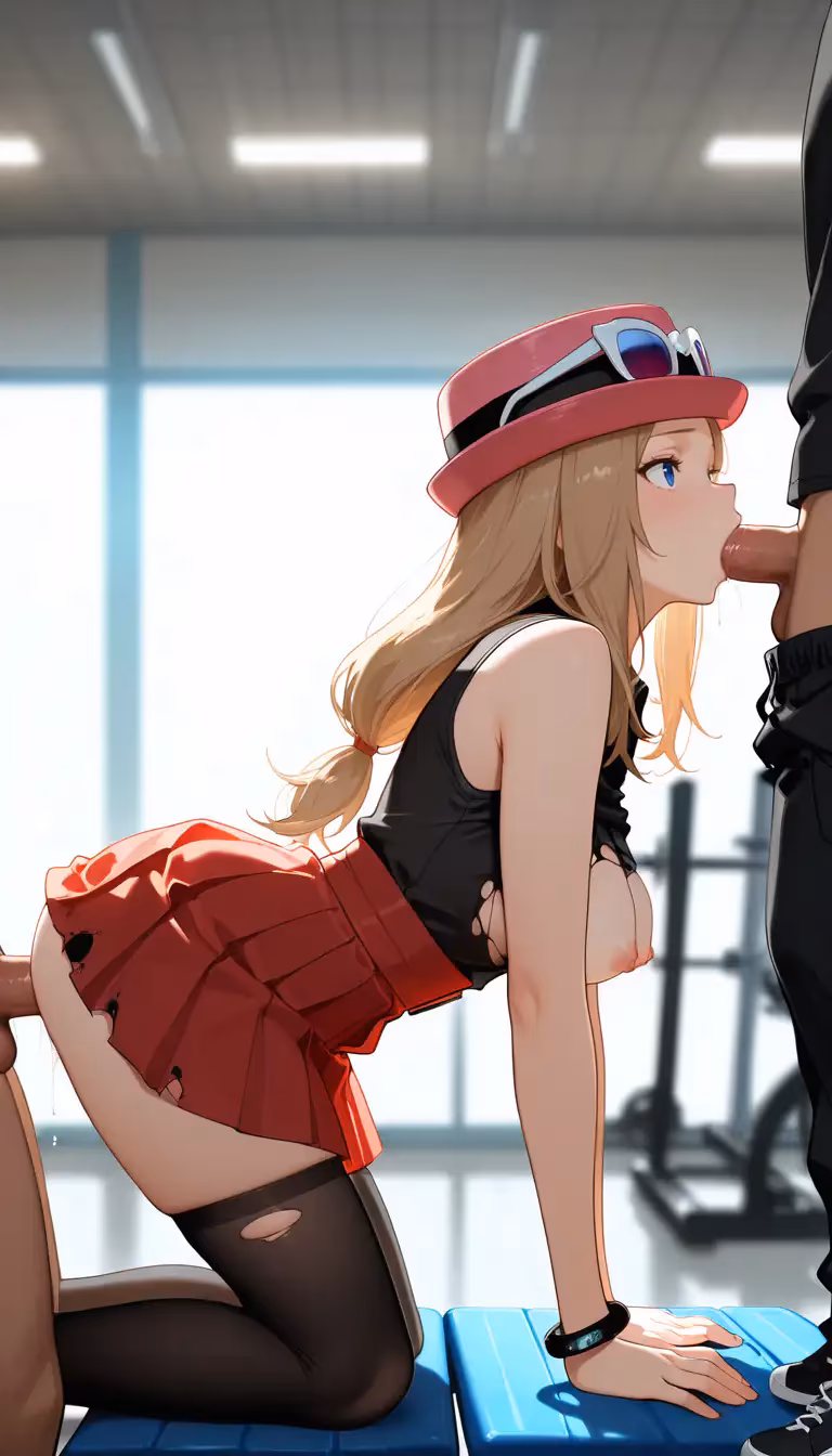 Serena enjoying Threesome as Workout in Gym | Pokémon — Serena from Pokémon by haremuto (5/15)